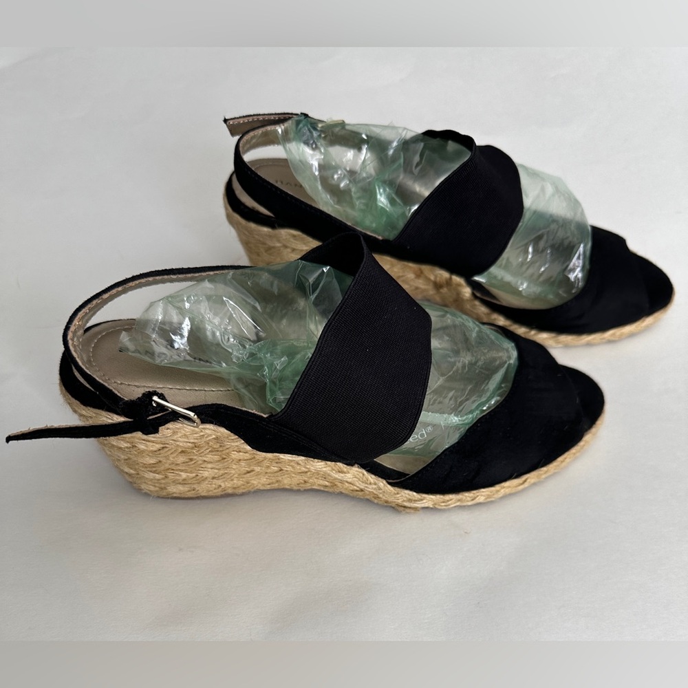 Bandolino  Shoes Espadrilles Wedge  Black Comfort Ankle Strap Peep Toe  Size 8.5 - Picture 3 of 6